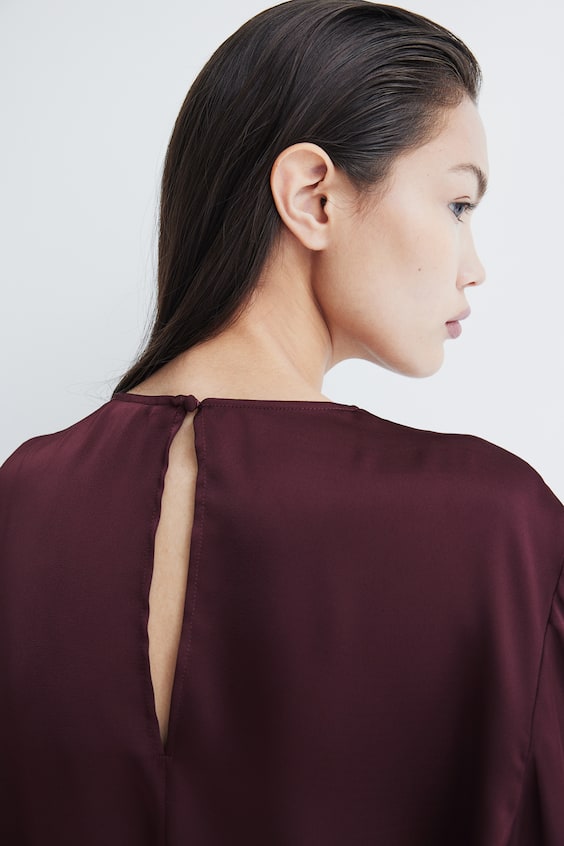 HM Satinbluse mit Faltendetail Sonderangebot der Fabrik