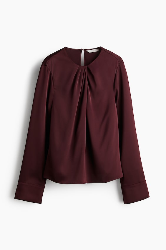 HM Satinbluse mit Faltendetail Sonderangebot der Fabrik