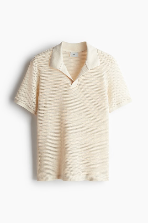 HM Poloshirt im Häkellook in Regular Fit im Angebot