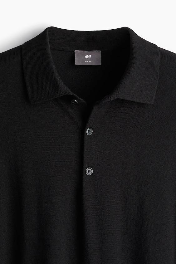 HM Feinstrick-Poloshirt in Slim Fit Schlussverkauf