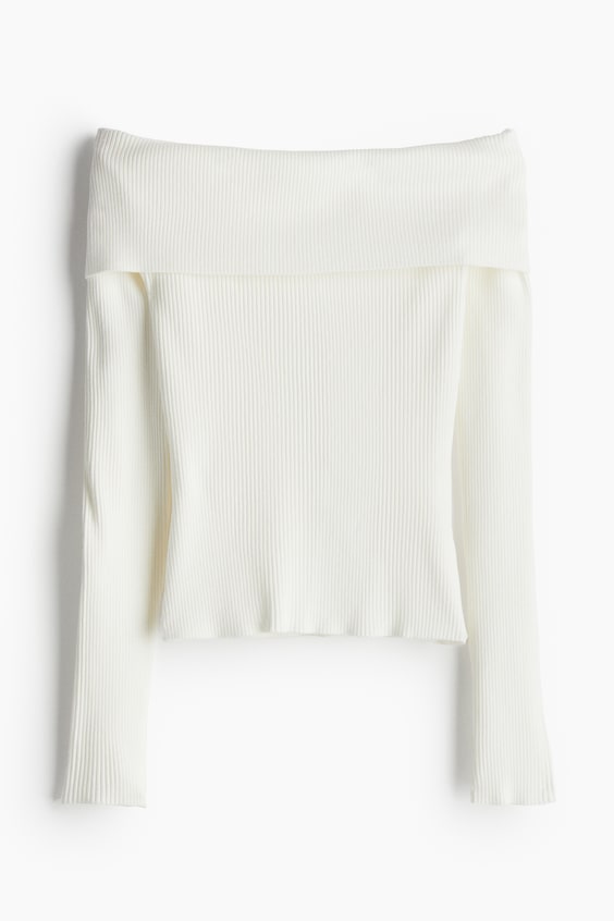 HM Schulterfreies Shirt in Rippstrick Zeitlich begrenztes Angebot