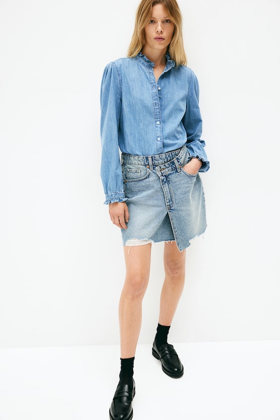 HM Denimbluse mit Volants Exklusive Angebote