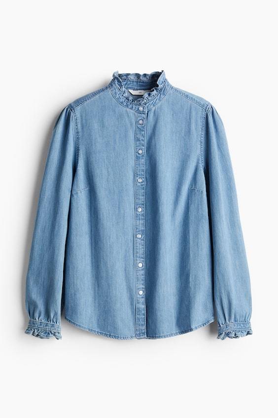 HM Denimbluse mit Volants Exklusive Angebote
