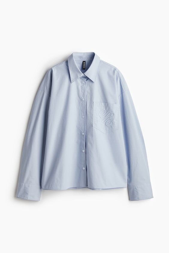 HM Bestickte Popeline-Bluse Rabatte dieses Monats