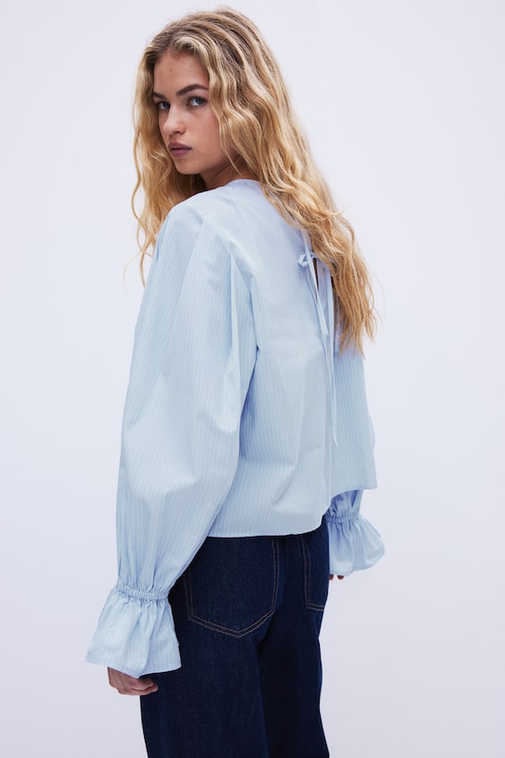 HM Baumwollbluse mit Bindedetail Saisonschlussverkauf