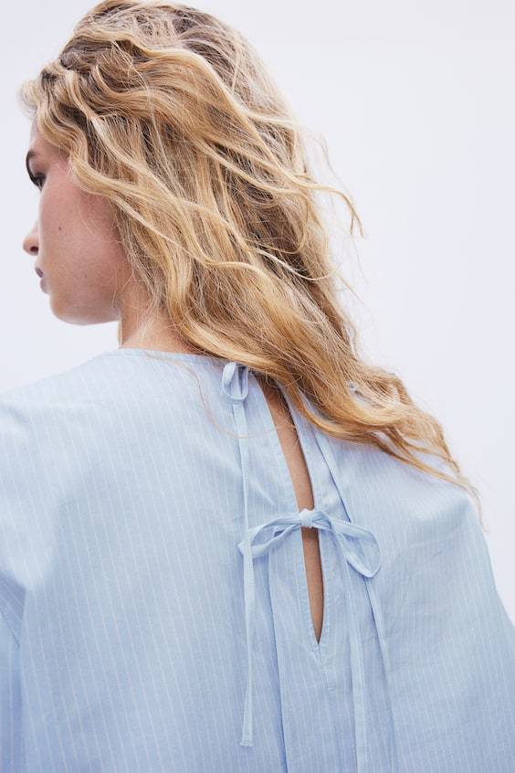 HM Baumwollbluse mit Bindedetail Saisonschlussverkauf