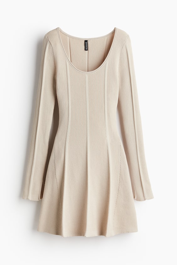 HM Flared-skirt rib-knit mini dress Osterangebot