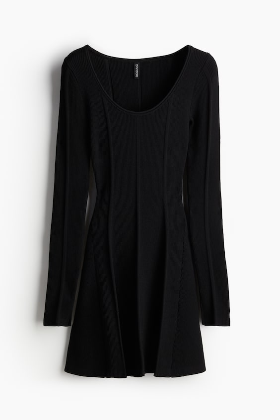 HM Flared-skirt rib-knit mini dress Super Sparpreis