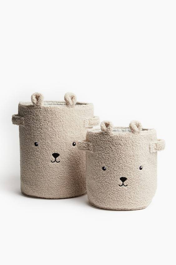 HM Kleiner Aufbewahrungskorb aus Teddyfleece