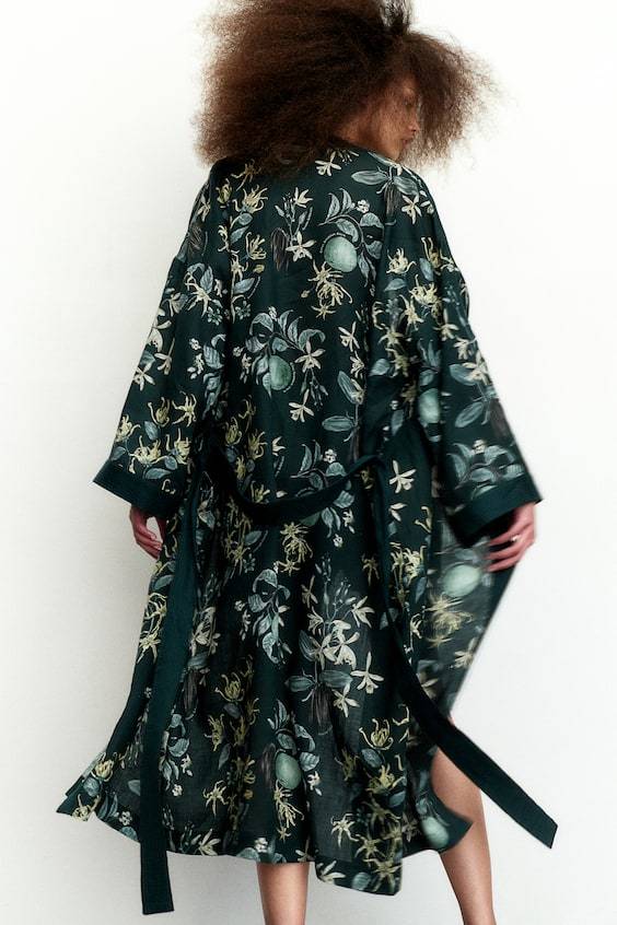 HM Morgenmantel mit Botanikprint Outlet