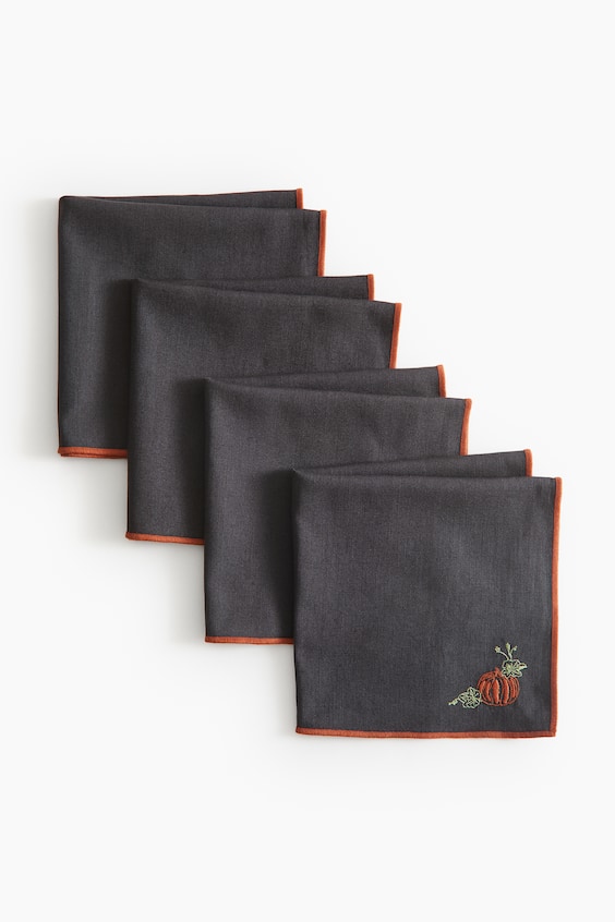 HM 4er-Pack Bestickte Servietten Sonderangebot
