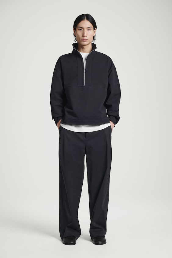 HM SWEATSHIRT AUS TWILL MIT KURZEM REISSVERSCHLUSS Sonderangebot der Fabrik
