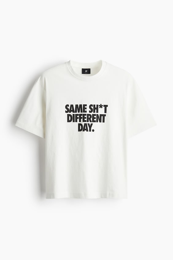 HM Bedrucktes T-Shirt in Loose Fit Fabrikverkauf