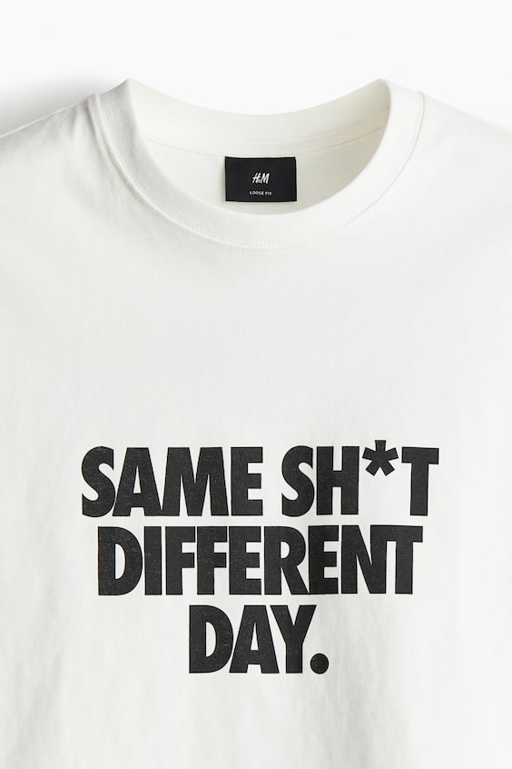 HM Bedrucktes T-Shirt in Loose Fit Fabrikverkauf