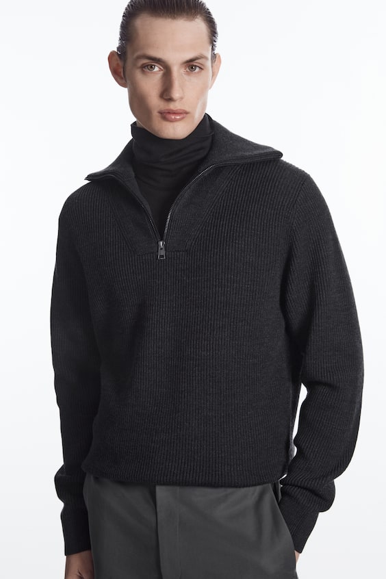 HM PULLOVER AUS WOLL-BAUMWOLL-MIX MIT REISSVERSCHLUSS Neueste Mode