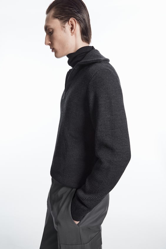 HM PULLOVER AUS WOLL-BAUMWOLL-MIX MIT REISSVERSCHLUSS Neueste Mode
