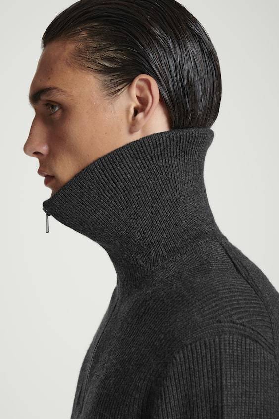 HM PULLOVER AUS WOLL-BAUMWOLL-MIX MIT REISSVERSCHLUSS Neueste Mode