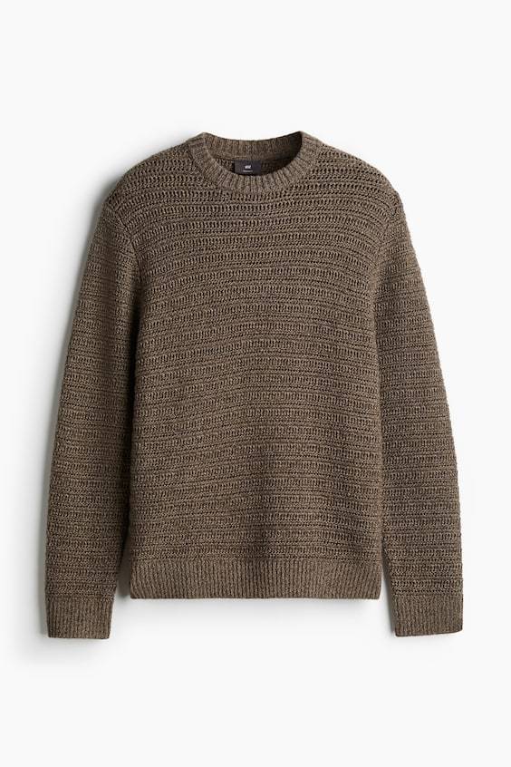 HM Pointellestrick-Pullover aus Wollmix Regular Fit Zeitbegrenzte Promotion