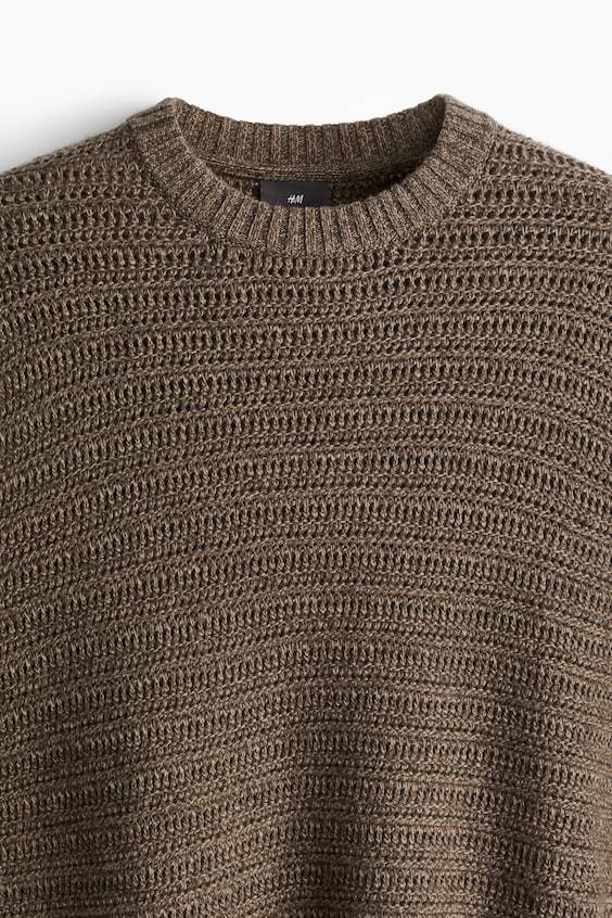 HM Pointellestrick-Pullover aus Wollmix Regular Fit Zeitbegrenzte Promotion