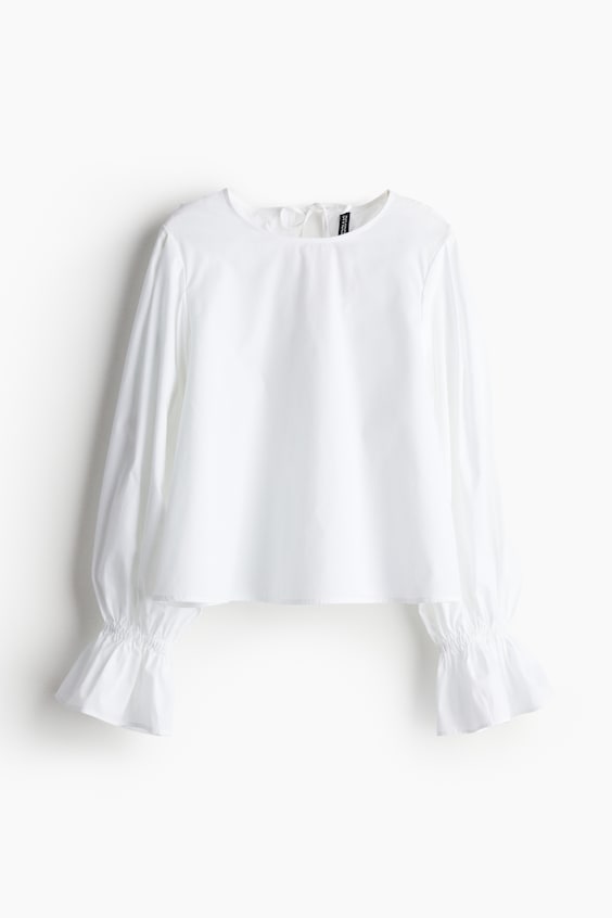 HM Baumwollbluse mit Bindedetail Fabrikverkauf
