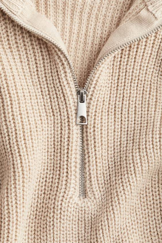 HM Schwerstrickpullover mit kurzem Zipper Kostenloser Versand