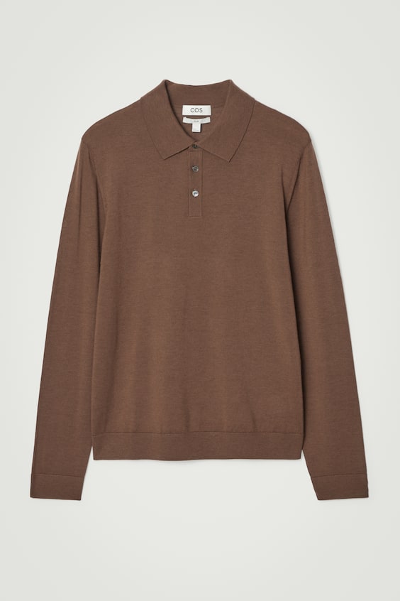 HM SCHMAL GESCHNITTENES POLOSHIRT AUS MERINOWOLLE Lagerräumung