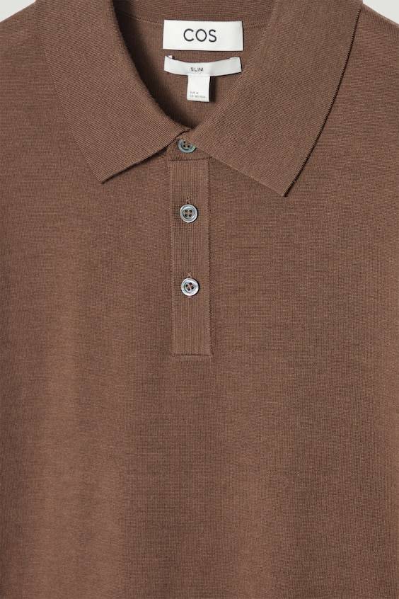HM SCHMAL GESCHNITTENES POLOSHIRT AUS MERINOWOLLE Lagerräumung