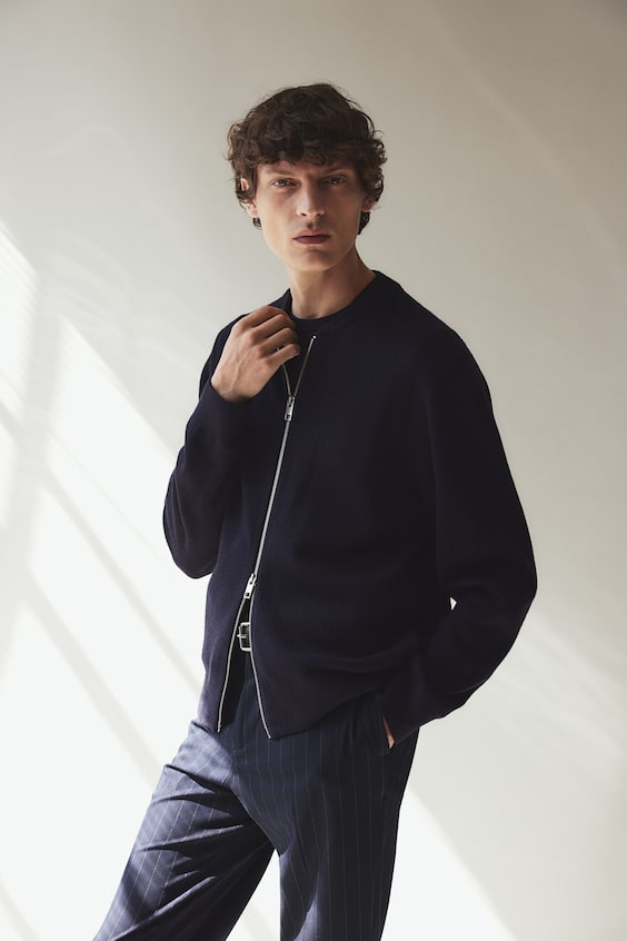 HM Feinstrick-Cardigan im Pilotenlook in Slim Fit Blitzangebot