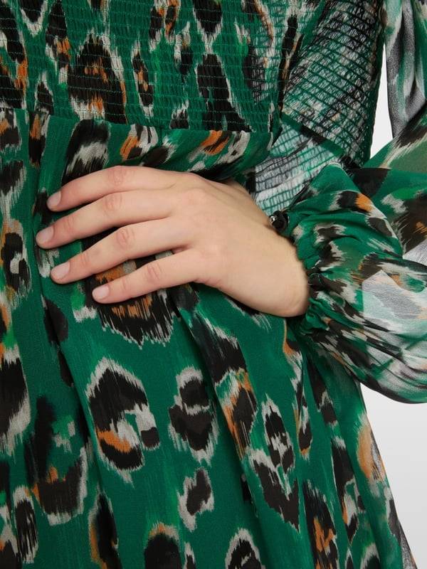 Marc Cain Gesmoktes Greo-Print-Kleid Riesige Rabatte