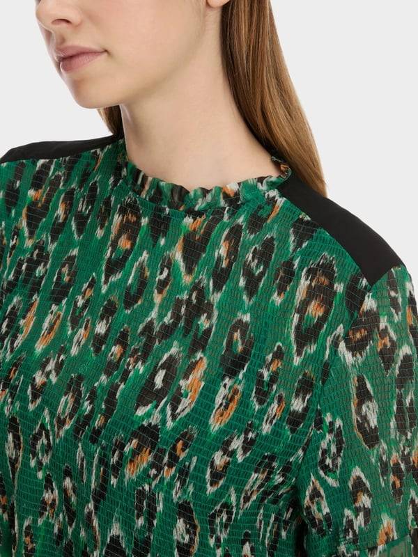 Marc Cain Gesmoktes Greo-Print-Kleid Riesige Rabatte