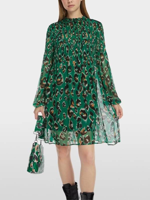 Marc Cain Gesmoktes Greo-Print-Kleid Riesige Rabatte