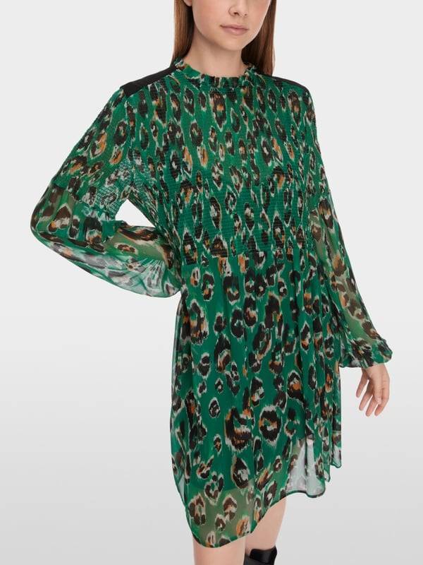 Marc Cain Gesmoktes Greo-Print-Kleid Riesige Rabatte
