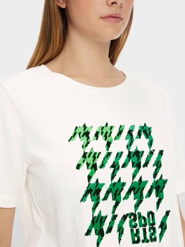 Marc Cain T-Shirt mit platziertem Chickcheck Online Outlet