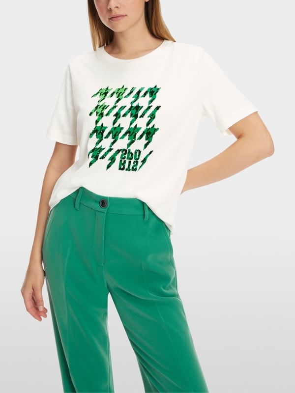 Marc Cain T-Shirt mit platziertem Chickcheck Online Outlet