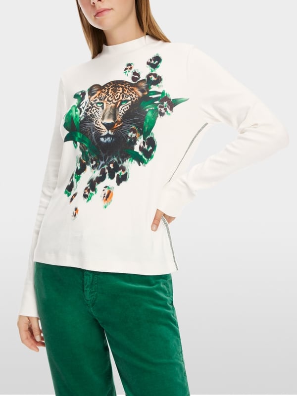 Marc Cain T-Shirt mit Leo-Kopf-Print Räumungsverkauf