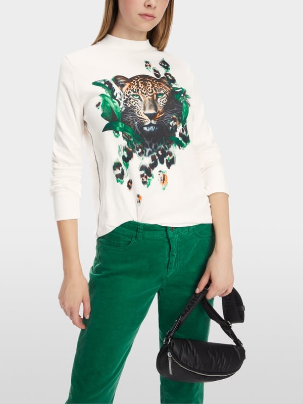 Marc Cain T-Shirt mit Leo-Kopf-Print Räumungsverkauf