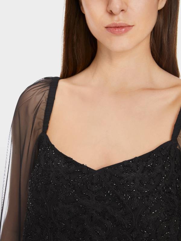 Marc Cain Spitzen-Bluse mit Perlen-Stickerei Meist gekauft