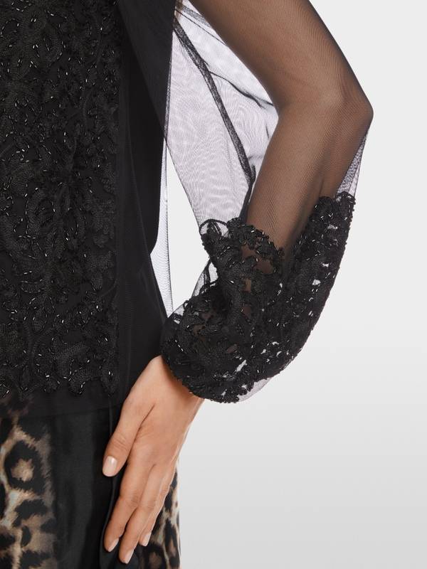 Marc Cain Spitzen-Bluse mit Perlen-Stickerei Meist gekauft
