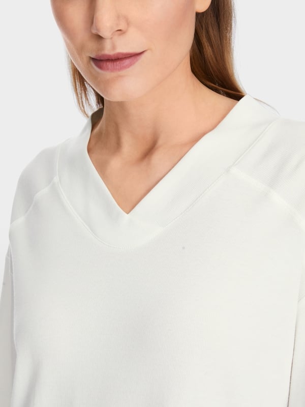 Marc Cain Langärmeliges T-Shirt aus Baumwoll-Ripp Auslauf
