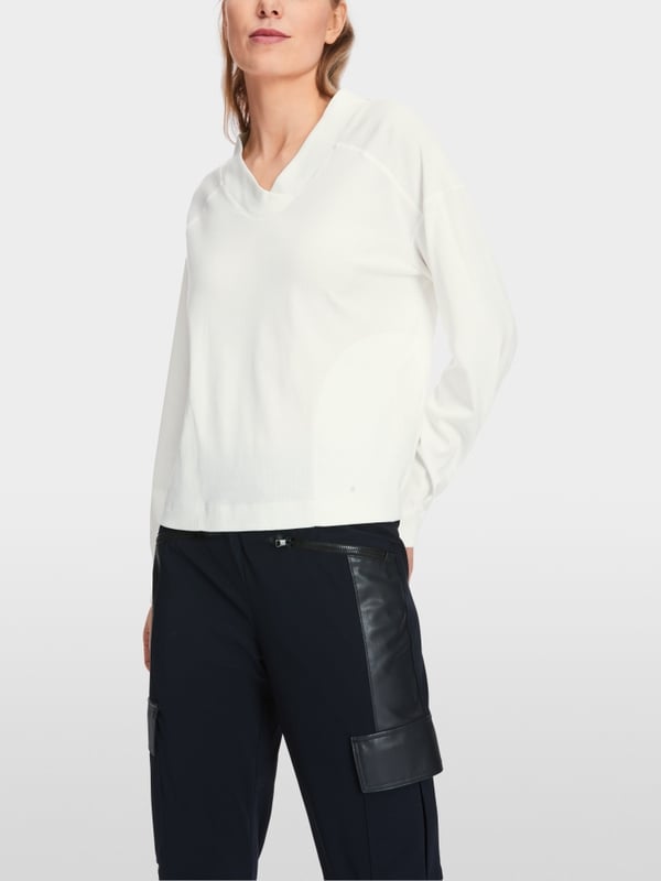Marc Cain Langärmeliges T-Shirt aus Baumwoll-Ripp Auslauf