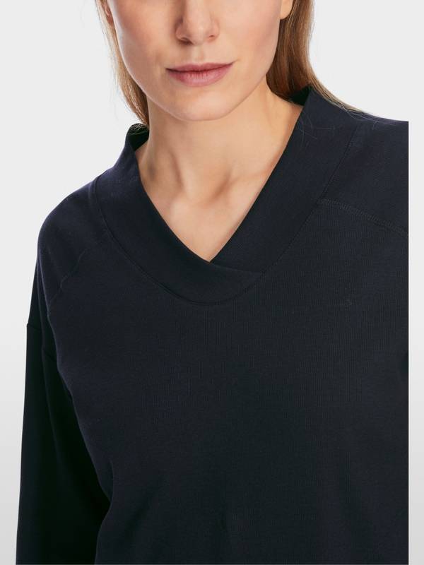 Marc Cain Langärmeliges T-Shirt aus Baumwoll-Ripp Verkauf