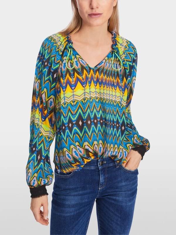 Marc Cain Weite Bluse mit Allover-Print Blitzverkäufe