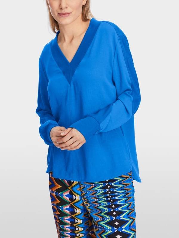 Marc Cain Lässige Bluse in Materialmix Kostenloser Versand