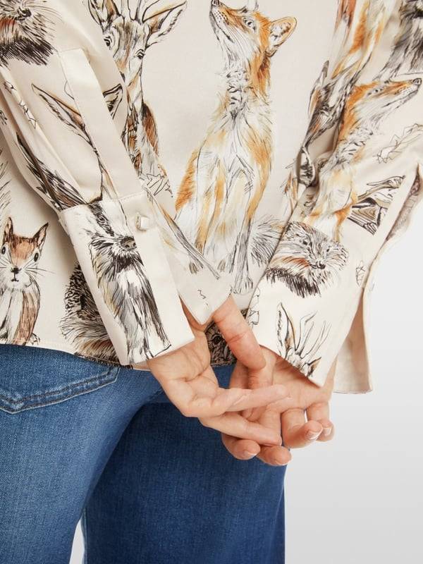 Marc Cain Seidenbluse mit Schluppe & Alloverprint Angebote