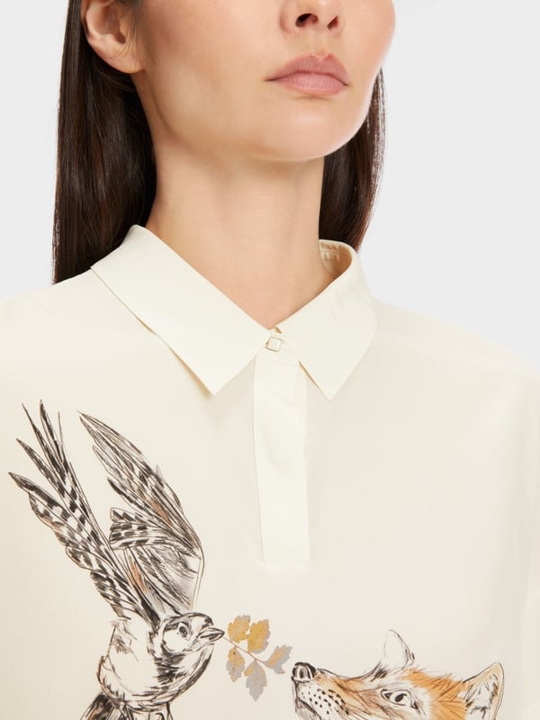 Marc Cain Bluse mit Polokragen und Print Outlet