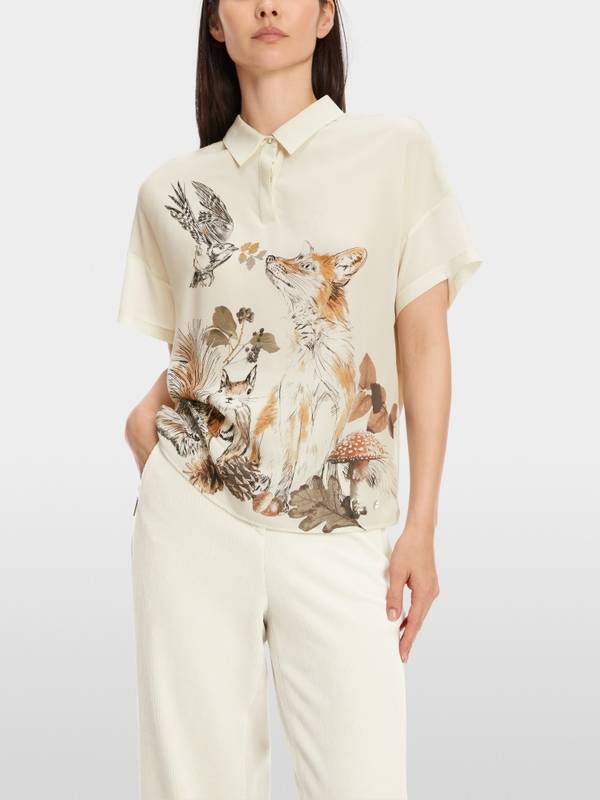 Marc Cain Bluse mit Polokragen und Print Outlet