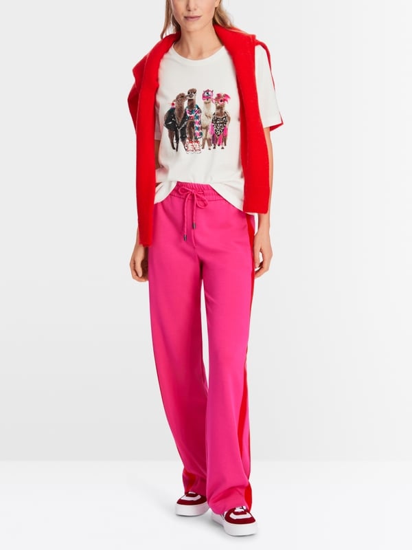Marc Cain Baumwoll-T-Shirt mit Lama-Gang-Motiv Valentinstagsangebot