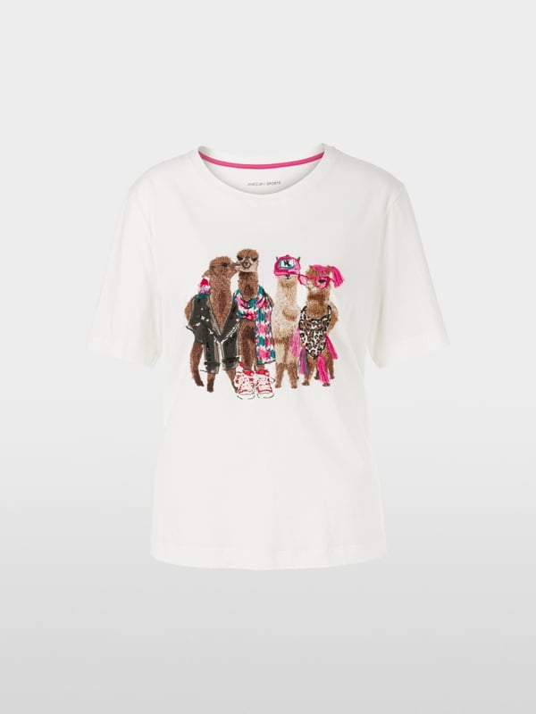 Marc Cain Baumwoll-T-Shirt mit Lama-Gang-Motiv Valentinstagsangebot