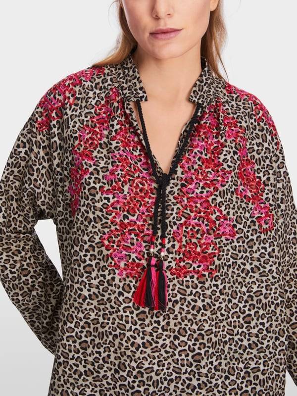Marc Cain Baumwoll-Bluse mit Leo-Print Lagerräumung