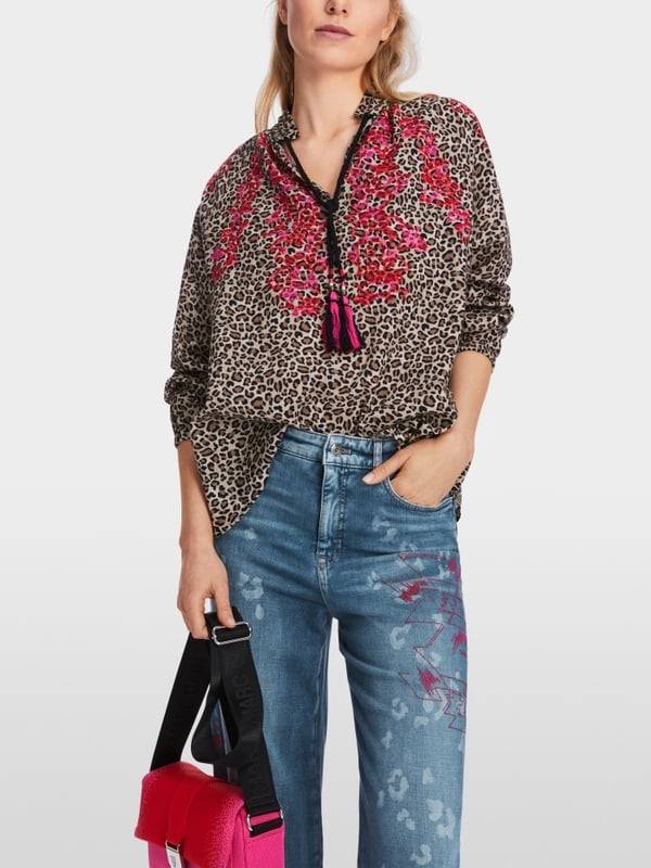 Marc Cain Baumwoll-Bluse mit Leo-Print Lagerräumung